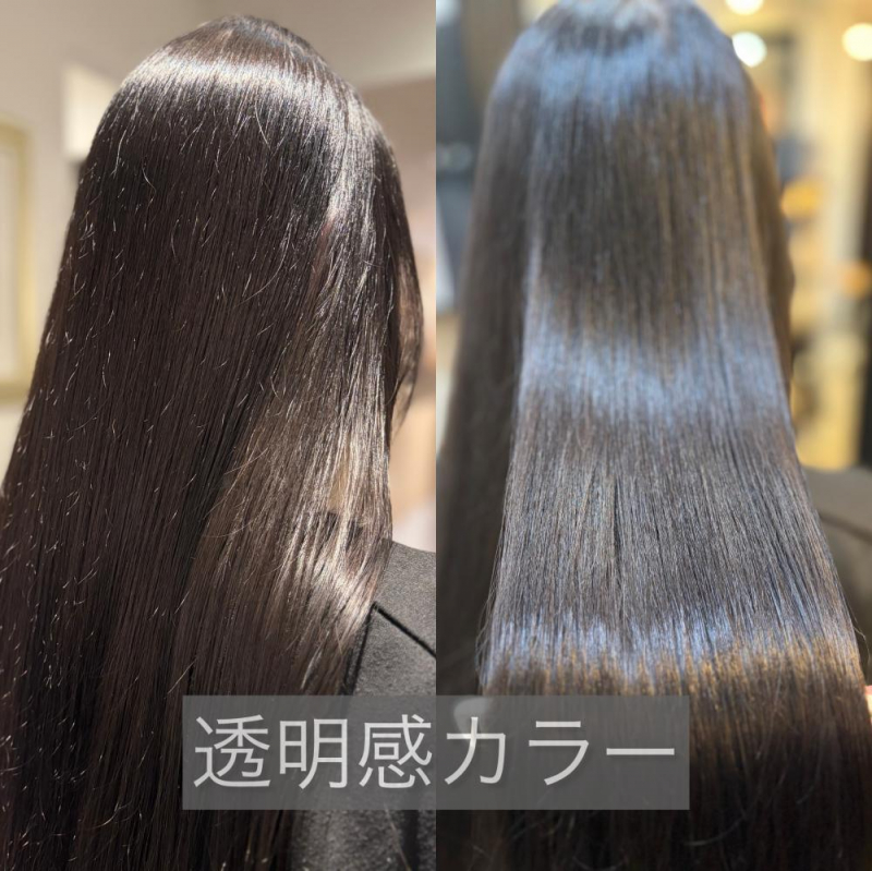 ブリーチなしでも叶う透明感カラー